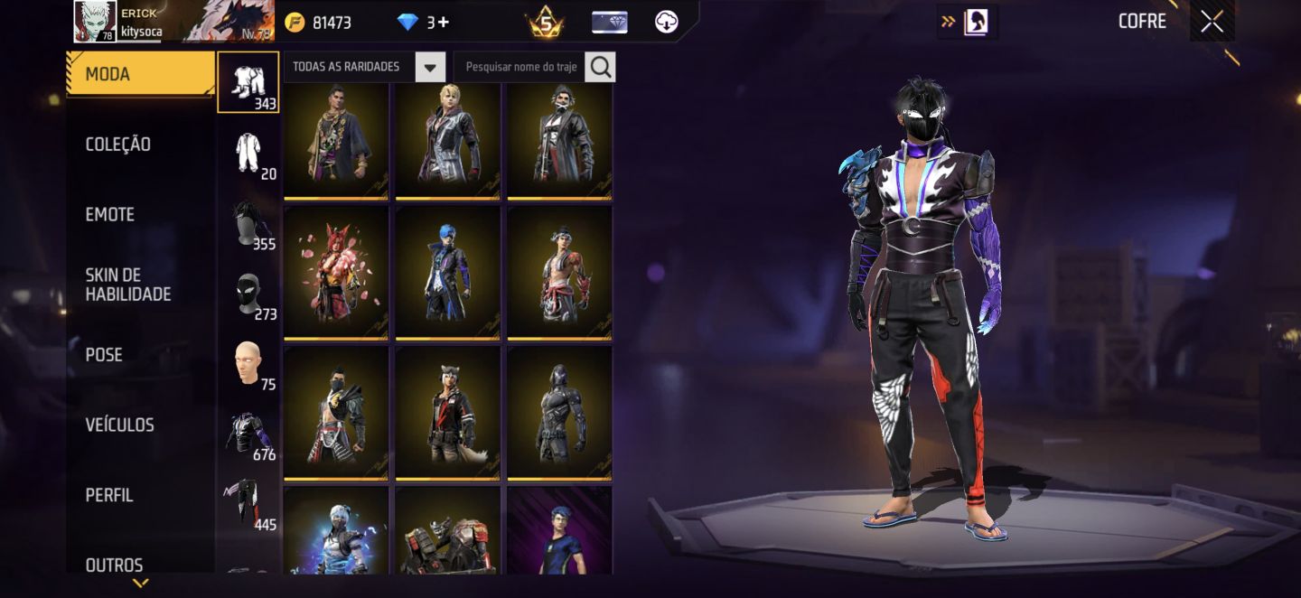 Conta level 78 com bastante skins