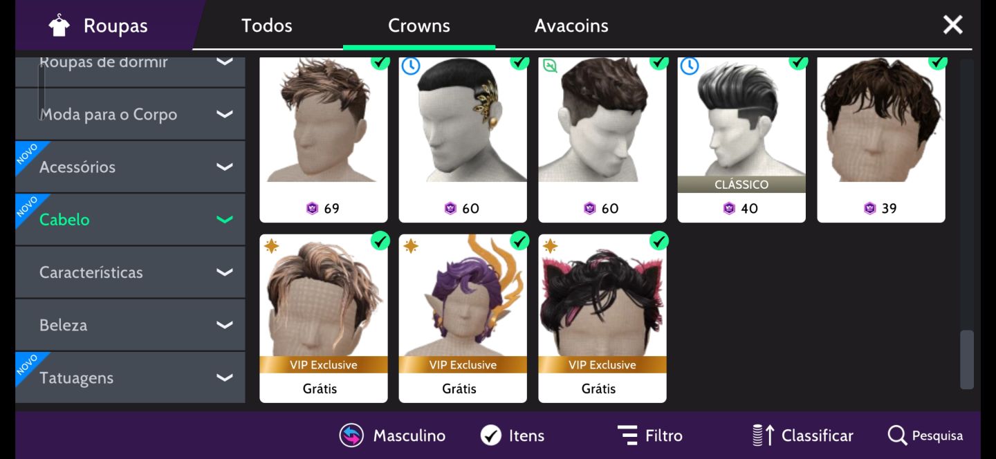 Conta masculina nivel 41 focada em crowns com itens raros