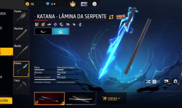 CONTA FF NÍVEL 20 COM KATANA DO SASUKE - LÂMINA DA SERPENTE (SEU EMAIL)