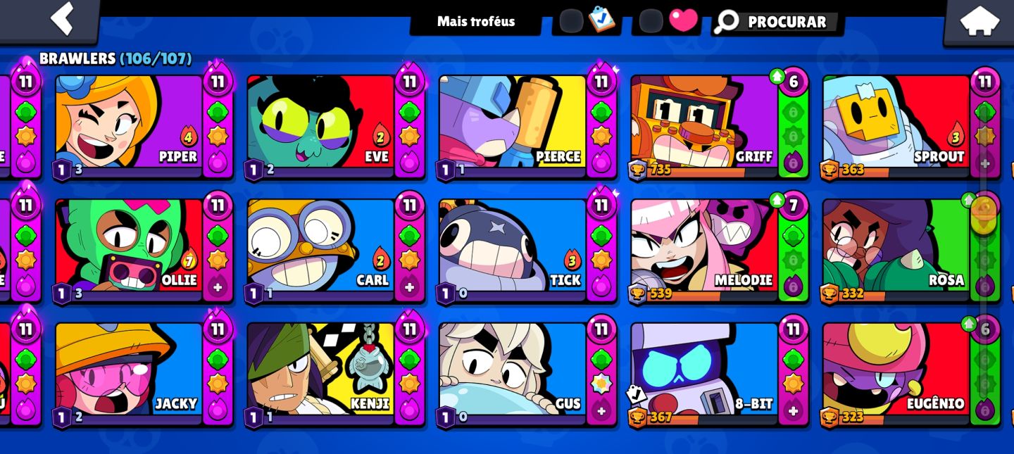 CONTA BRAWL STARS COMPLETA! 66K !VÁRIOS NÍVEL 11!! CONTA DE 2022! ! MUITAS SKINS