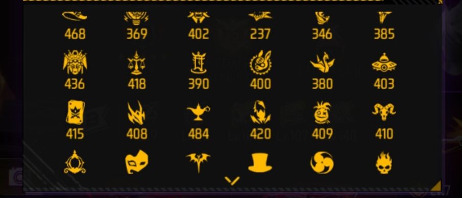 CONTAS FREE FIRE ANTIGA COM 4 ARMAS EVOLUTIVA+ 5 PUNHO+770 PEITORAL+SOMBRA ROXA