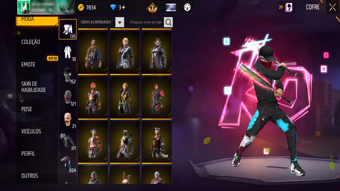 CONTA FREE FIRE INSANA! MUITAS SKINS, RARIDADES E COLEÇÃO BRABA!