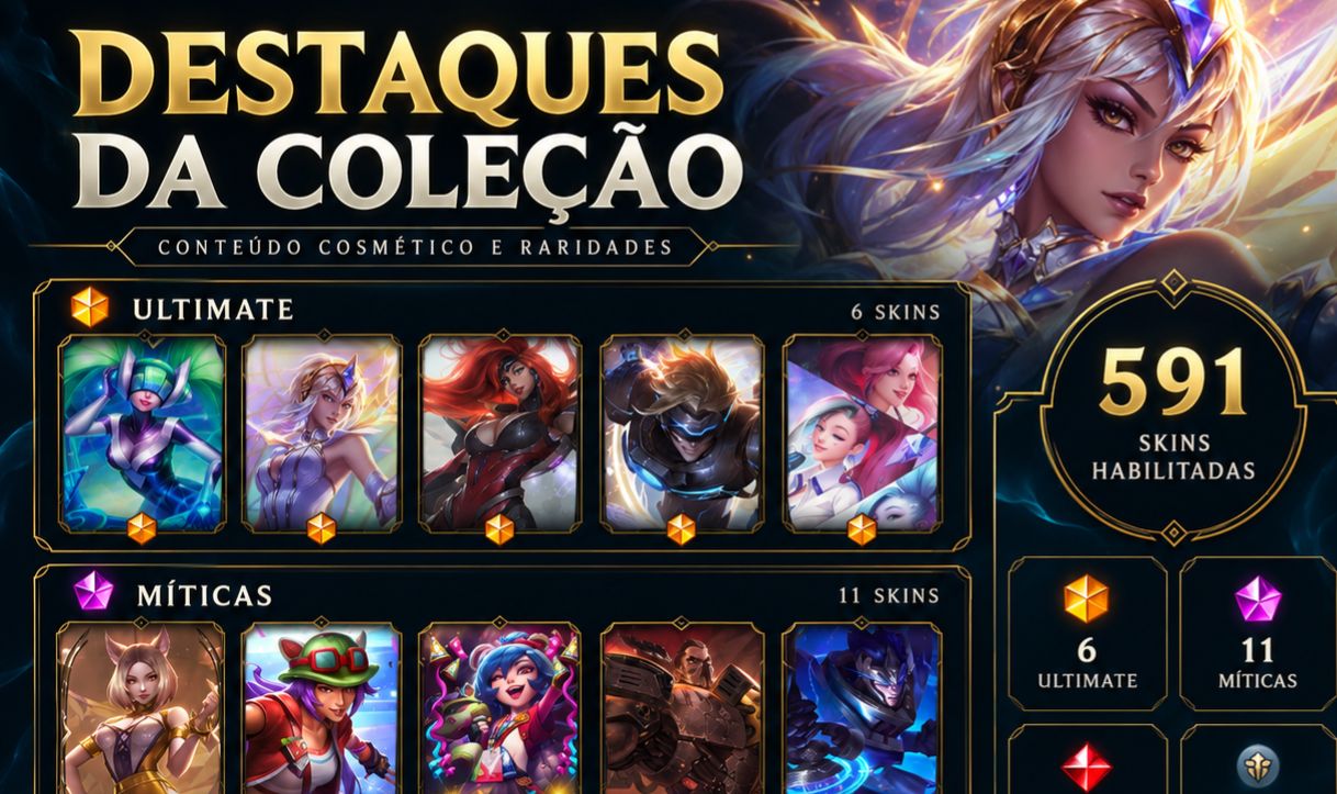 CONTA LOL BR | 591 SKINS | 6 ULTIMATE | 11 MÍTICAS | 38 LENDÁRIAS | 139 LEGADO