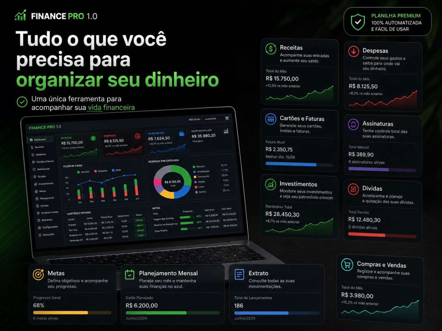 FINANCE PRO 1.0 | PLANILHA DE CONTROLE FINANCEIRO