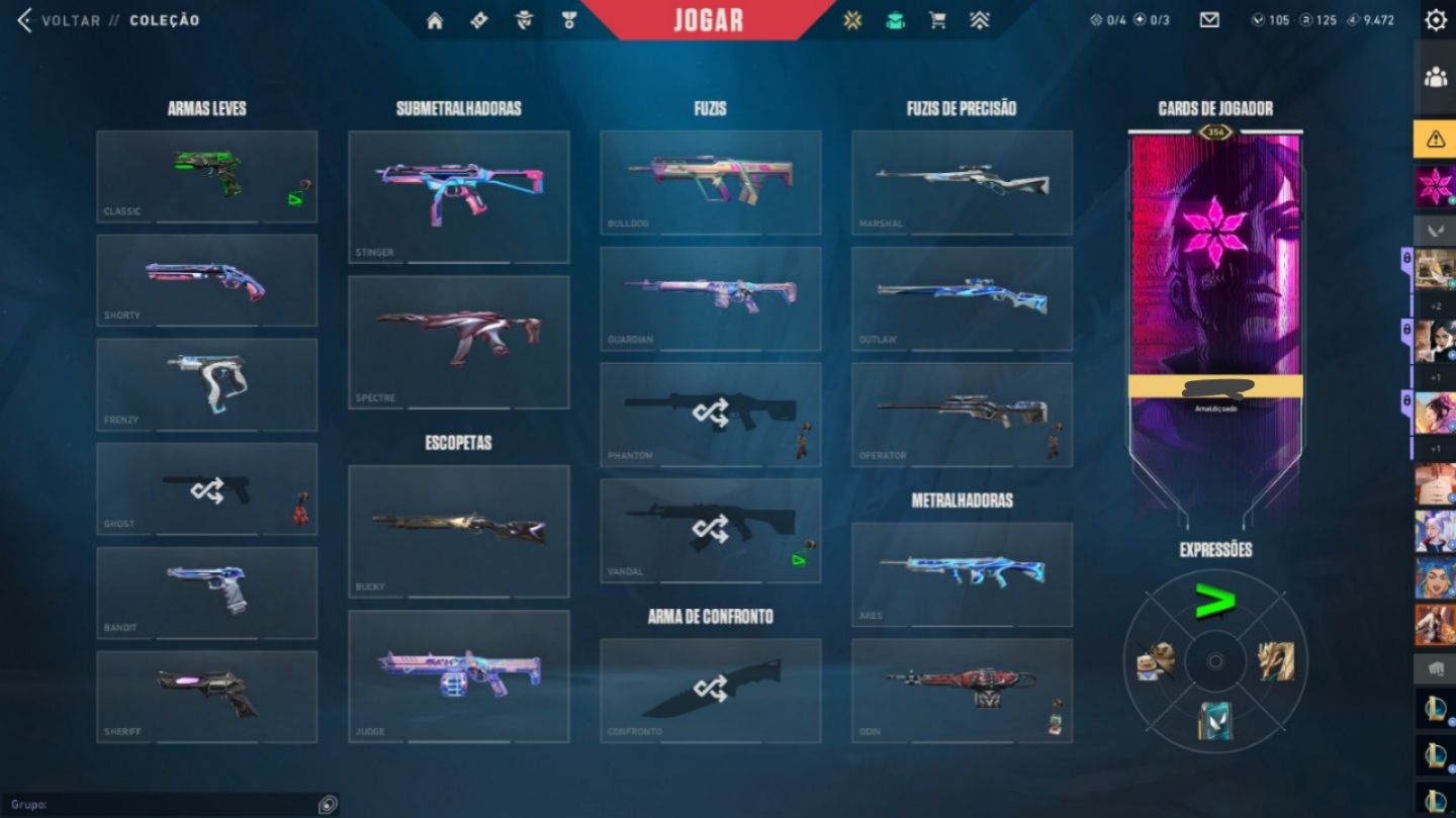 CONTA VALORANT BRABA COM MUITA SKIN