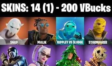 CONTA FORTNITE COM 14 SKINS MALIK/SNAP/EVIE/ADIRA/SABINA/TURK VS RIPTIDE