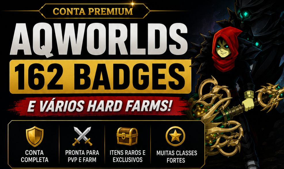 CONTA AQWORLDS 162 BADGES + HARD FARMS INSANOS