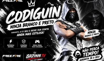 CODIGUIN FREE FIRE | NINJA BRANCO E PRETO | ENTREGA RÁPIDA