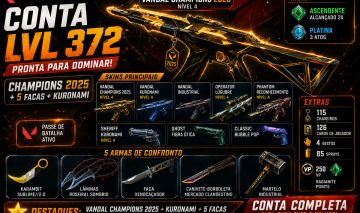 CONTA VALORANT LVL 372 CHAMPIONS 2025 - 5 FACAS - KURONAMI