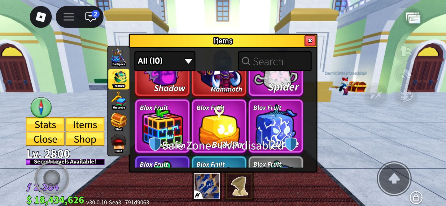 CONTA BLOX FRUITS LVL 2800 MAX | GODHUMAN | 18M BELI | SHADOW + MAMMOTH + SPIDER