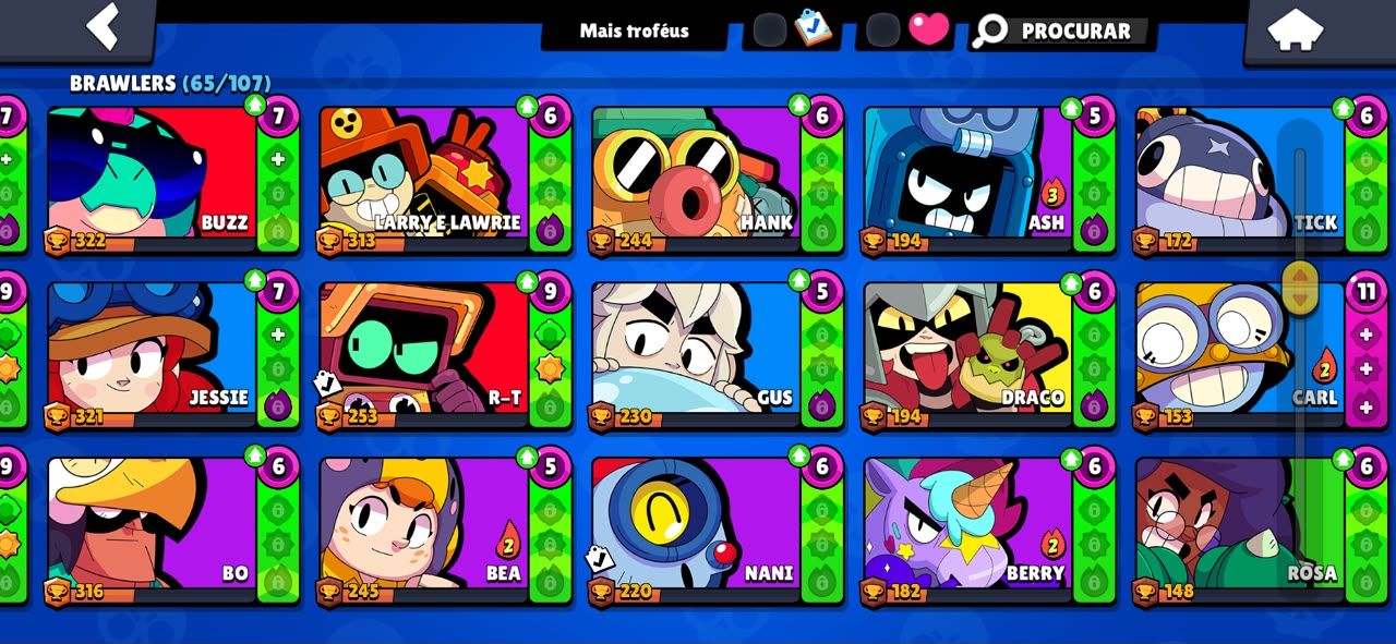Conta de Bralw Stars (154 SKINS, conta antiga criada a 2019 e 22k de troféu)