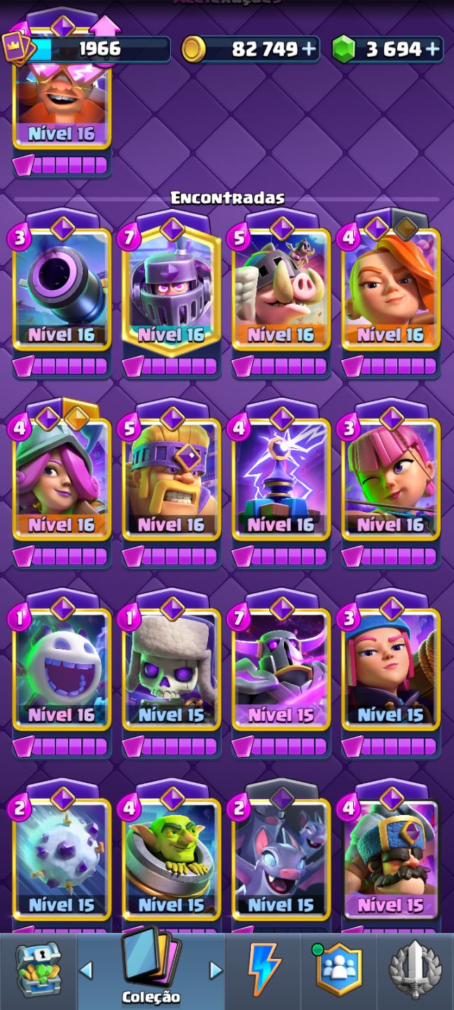 CONTA CLASH ROYALE COM 10 ANOS DE JOGO, REI 16, 21 EVO, 6 HEROIS E MAX trofeus