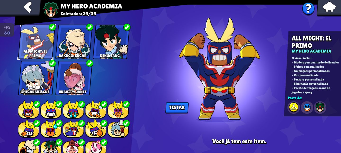 CONTA BRAWL STARS 78K TROFÉUS - 104 BRAWLERS - 3 PRO PASS