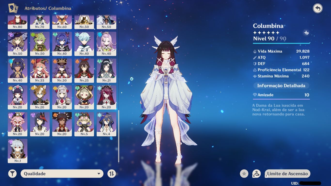 Promoção CONTA GENSHIN IMPACT ENDGAME 25 PERSONAGENS 5+ Skins de 7 Limitadas