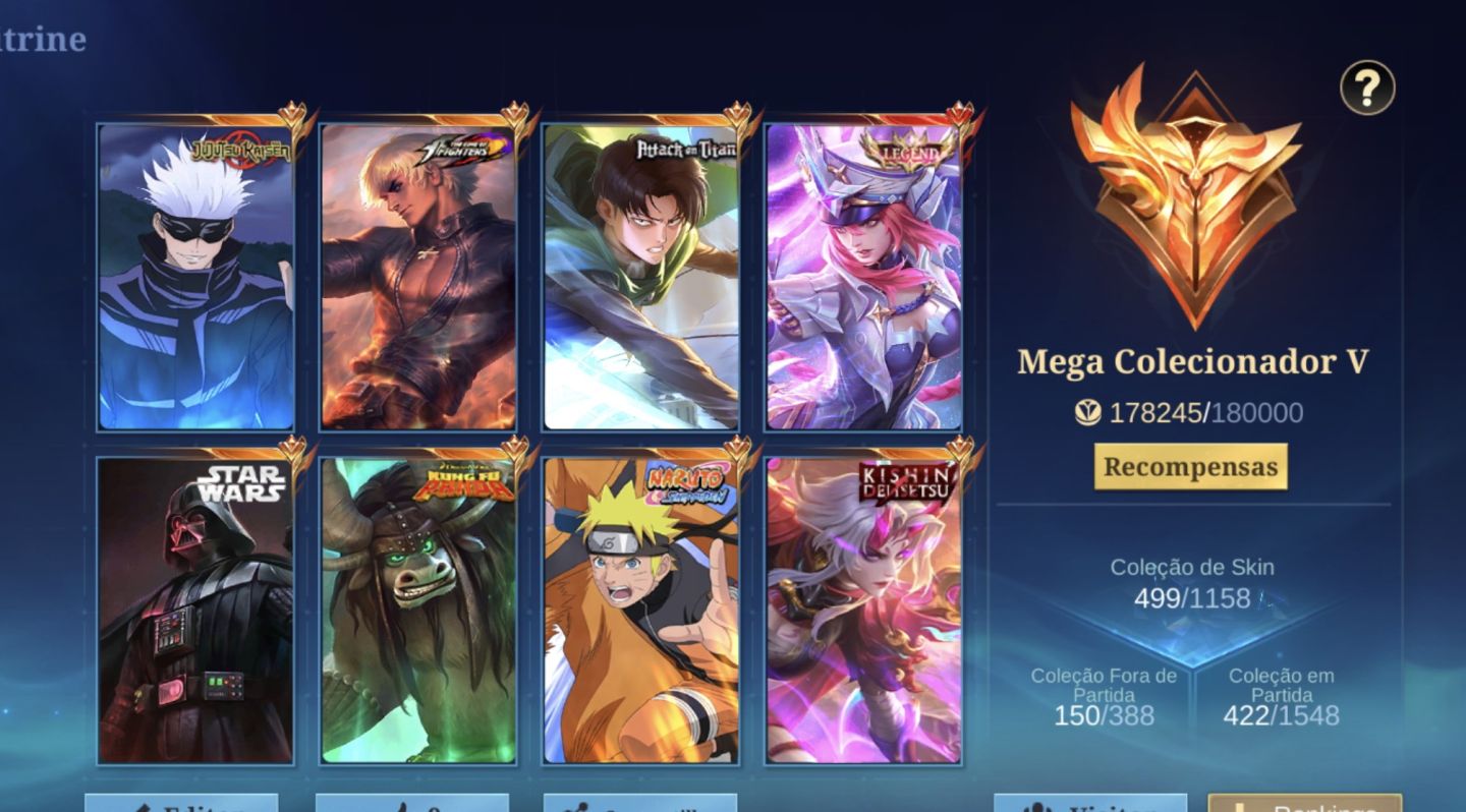 Mobile legends conta com 499 skin várias parcerias!