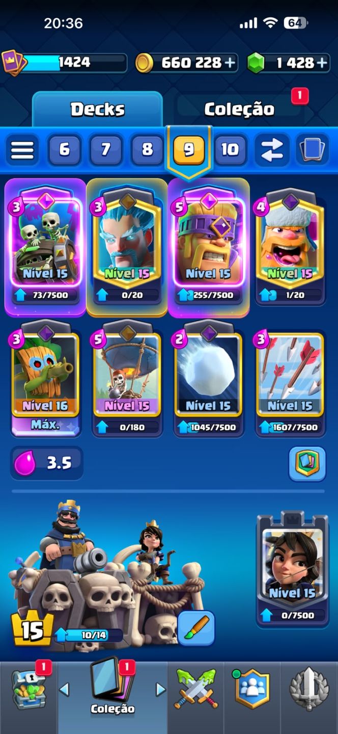 Conta Clash Royale Arena 27 | +1.400 Gemas +11.000 Troféus