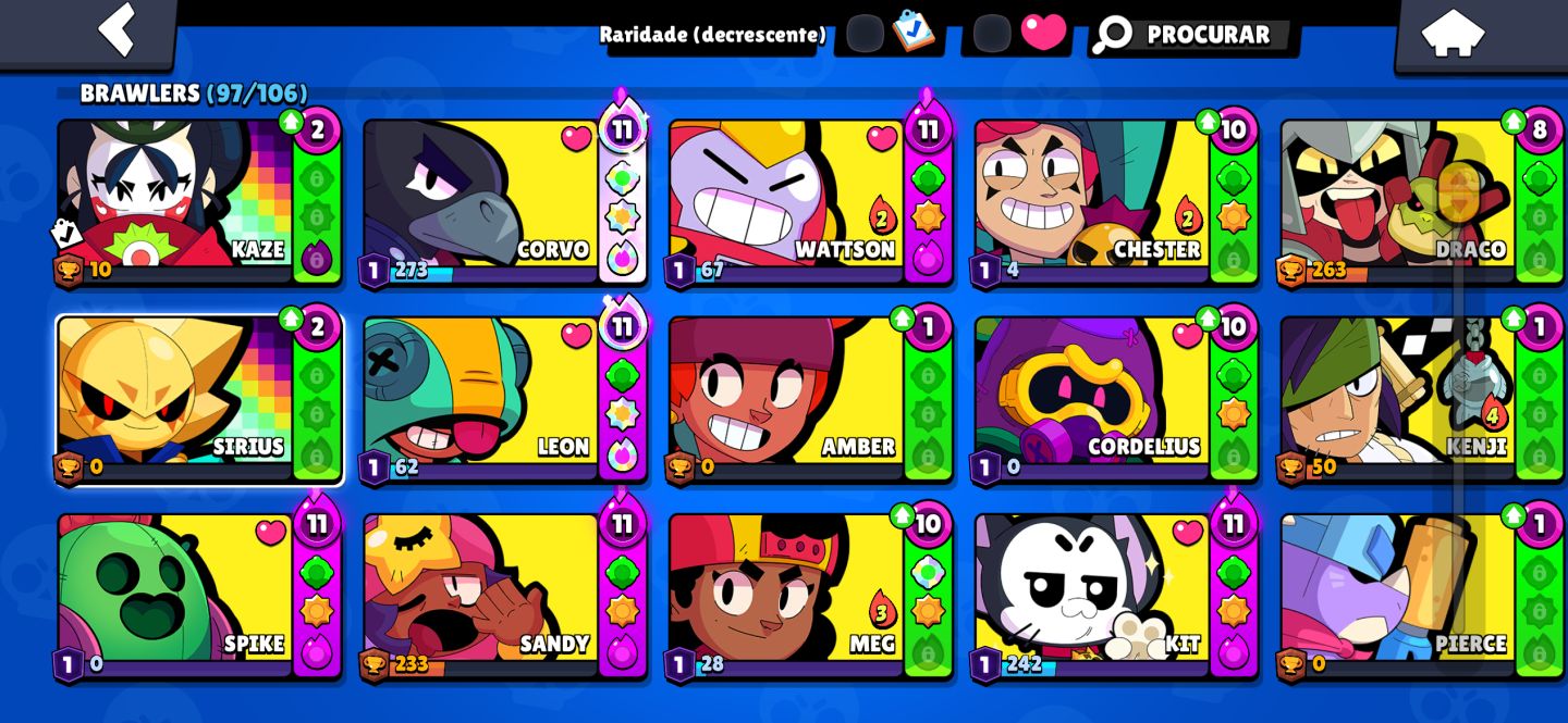 Conta de Brawl stars 40k de troféUs com todos os lendários