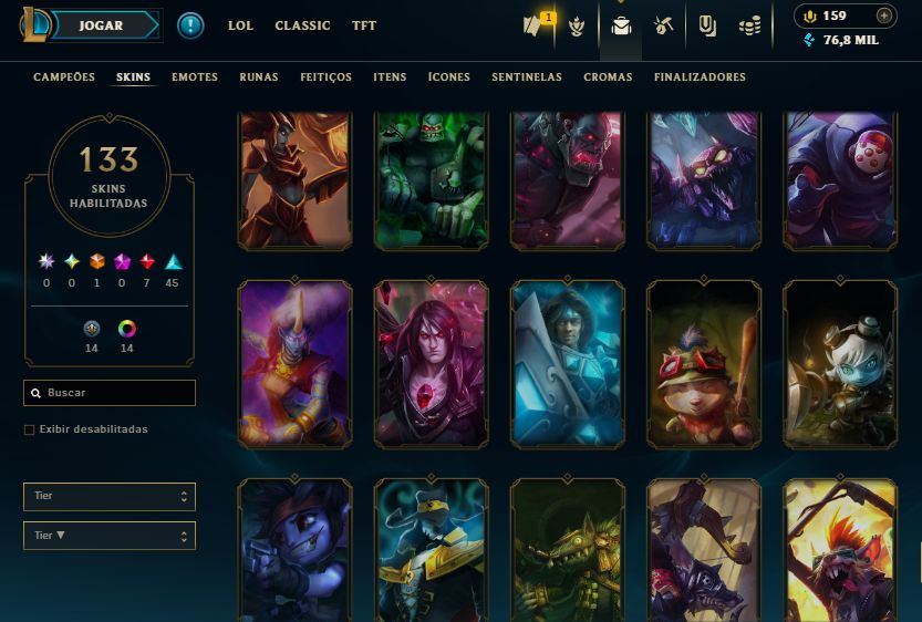 CONTA LOL LEVEL 219, COM 133 SKINS PRATA 1 FULL ACESSO E ENVIO RÁPIDO