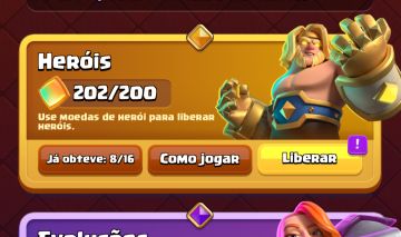 Conta de Clash Royale semi full, todas evo, 8 herois + 200 frag, 14mil trofeus