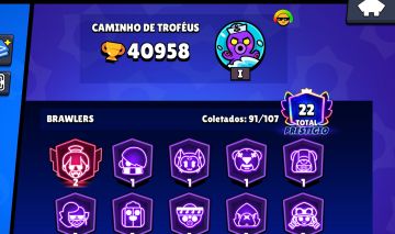 Conta de brawl stars com 41k de troféus e 91 brawles