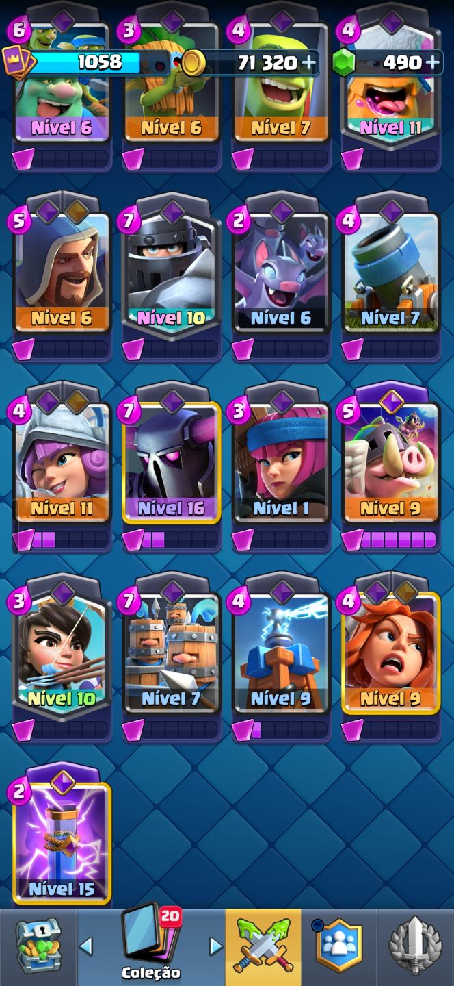 Clash Royale deck bridge spawn quase todo lvl 16 + 12k de troféus e muito mais