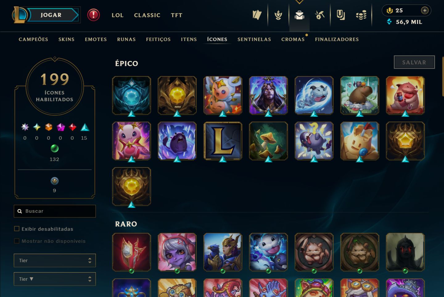 Conta LoL LVL298 Todos campeões 106 Skins 64 Cromas Plat 4