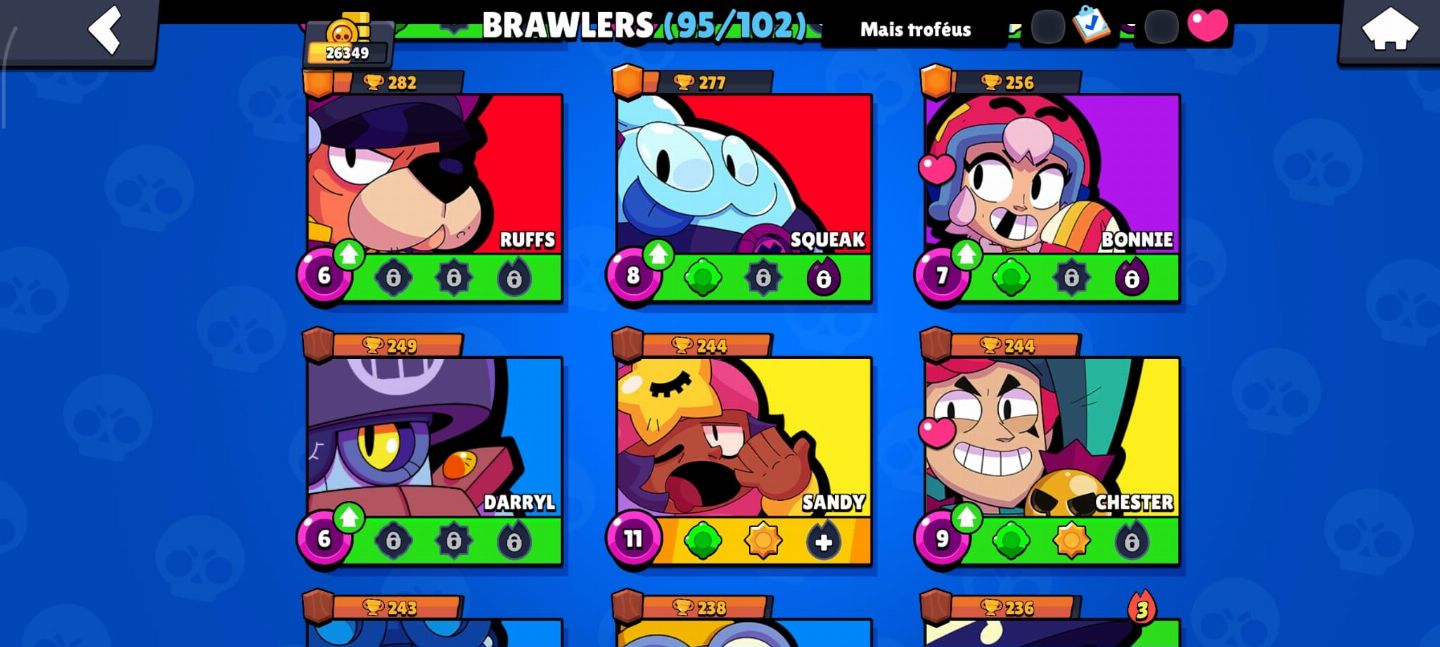 CONTA BRAW STARS COM 12 PRESTÍGIOS 95/102 BRAWS + FULL ACESSO