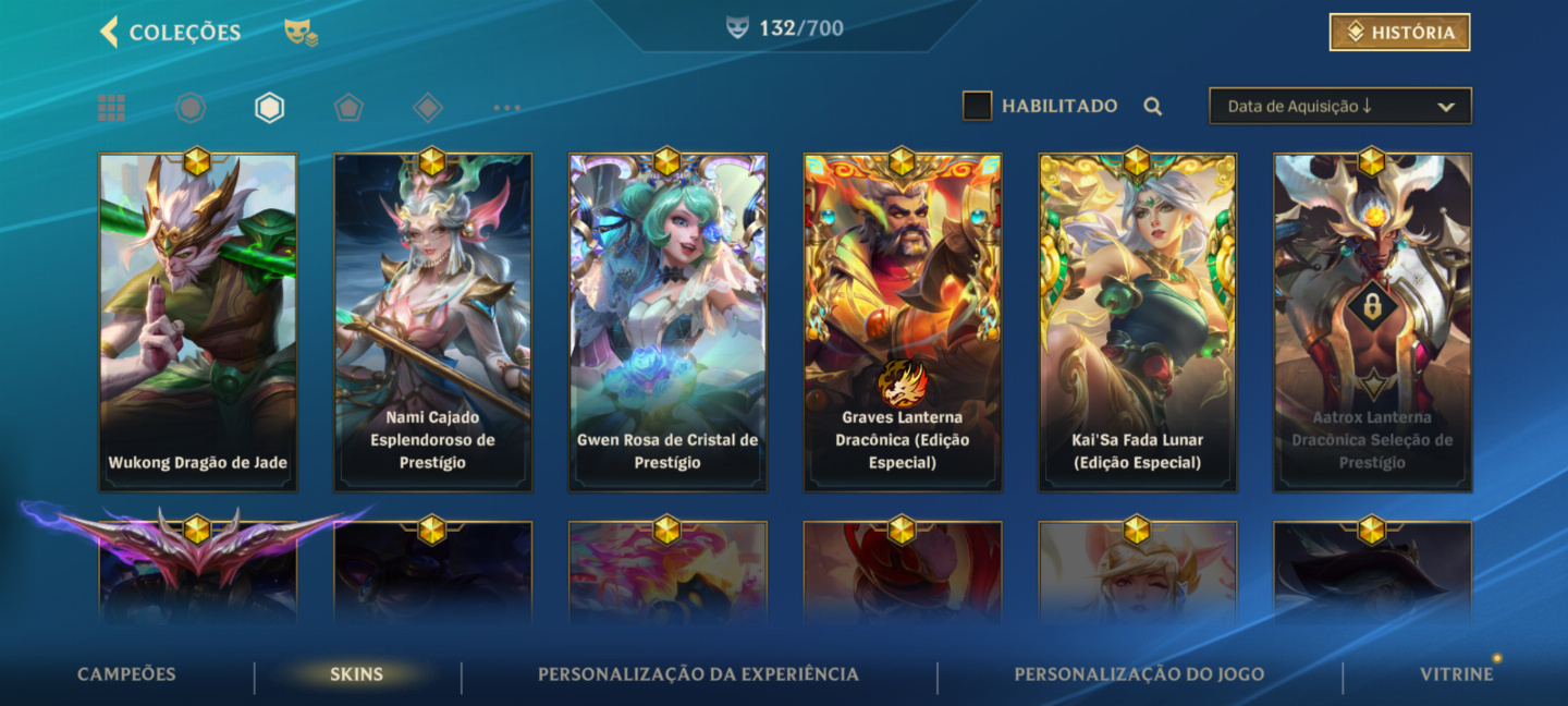 CONTA DE LOL COM GWEN ROSA DE CRISTAL PRESTÍGIO