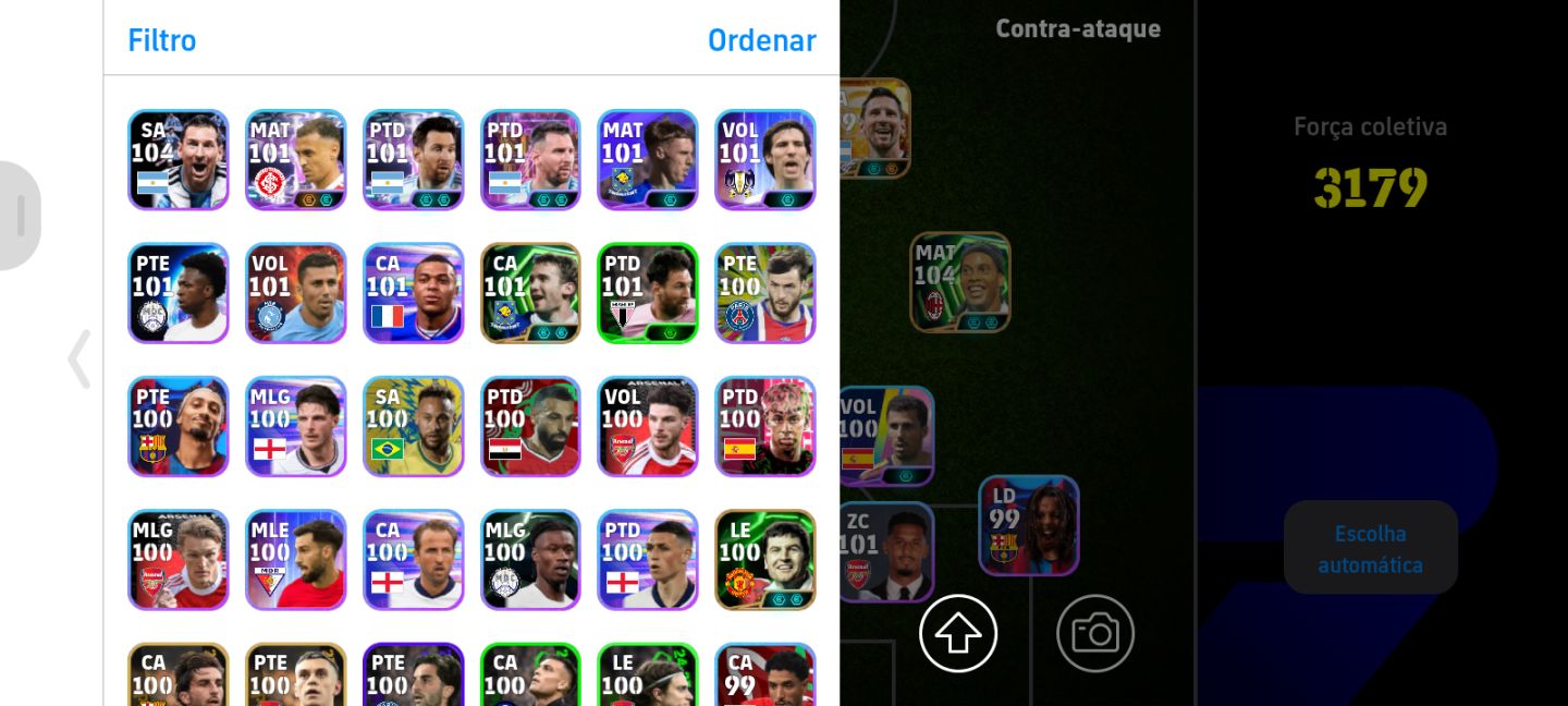Conta completinha, com Messi 111 e companhia.