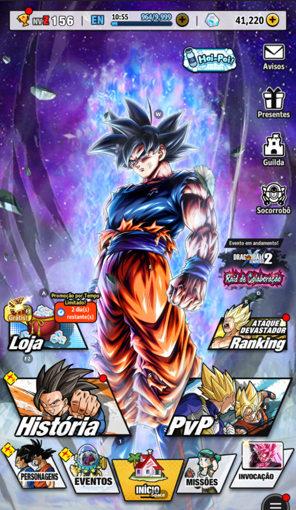 ULTRA GOKU UI, ULTRA ZAMASU, LR GOKU BLACK VILAO + 41K CRISTAIS (ANDROID)