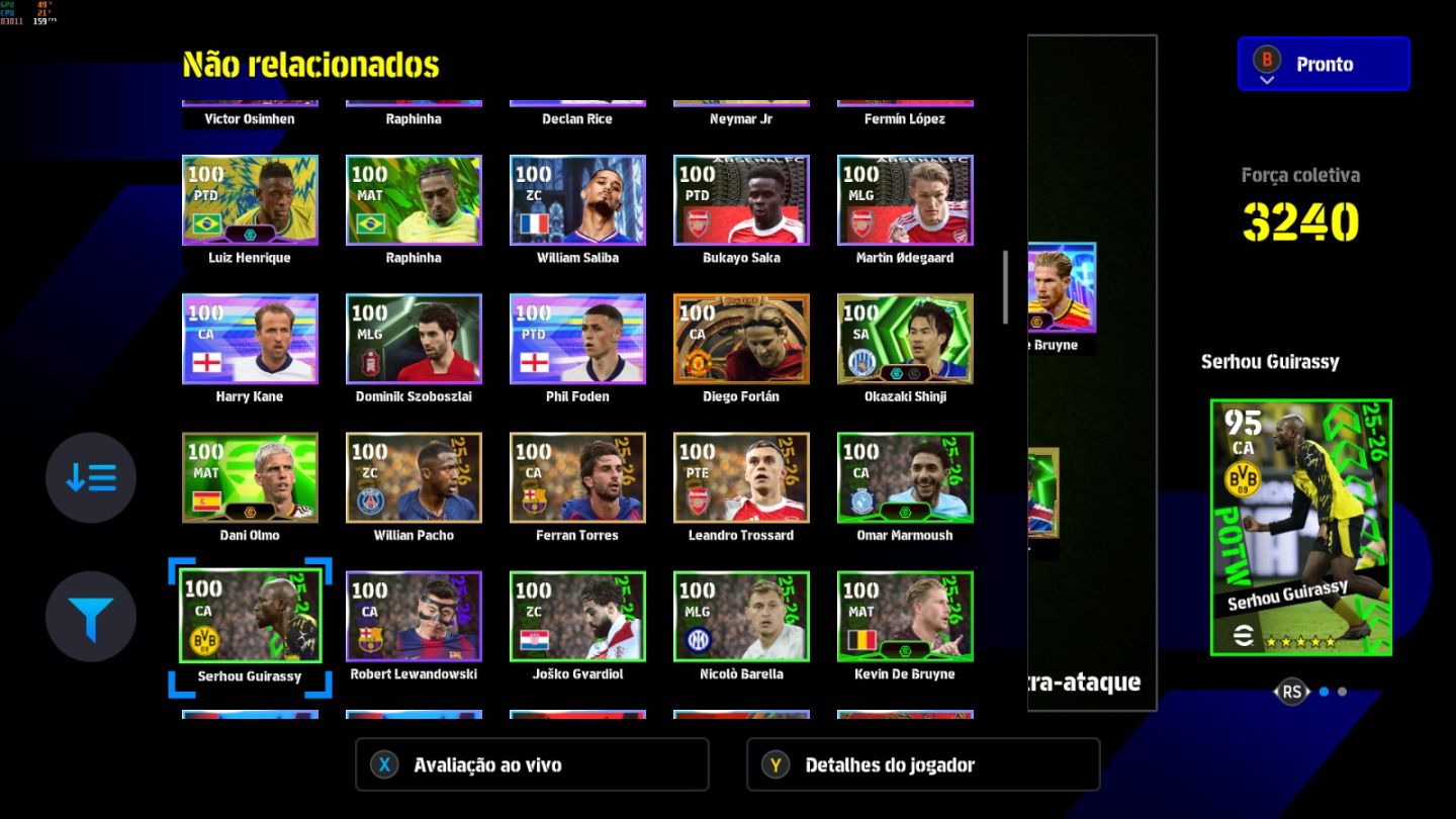 Conta PC Steam Samuel Eto'o 107, Kaka 106, De Bruine 105 e CIA