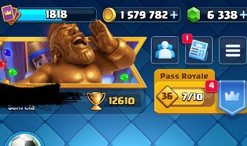 CONTA CLASH ROYALE RARA 12.500 TROFÉUS | 22 EVOS | 6K GEMAS | 8 ANOS