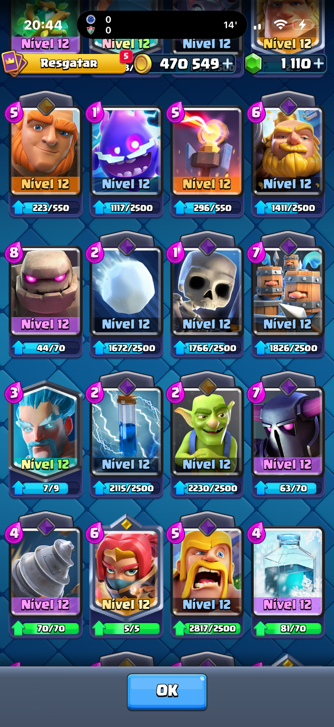 Conta de Clash Royale, negocio valor, possui quase todas as cartas, e arena alta