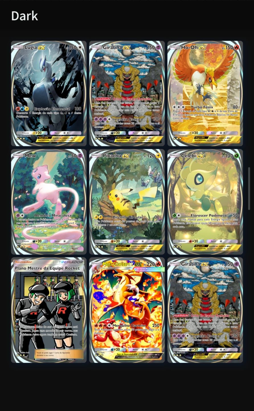 Conta Pokémon TCGP 5.080+cartas 300+EX 70+Mega EX 40+Brilhantes 27 Arcoíris