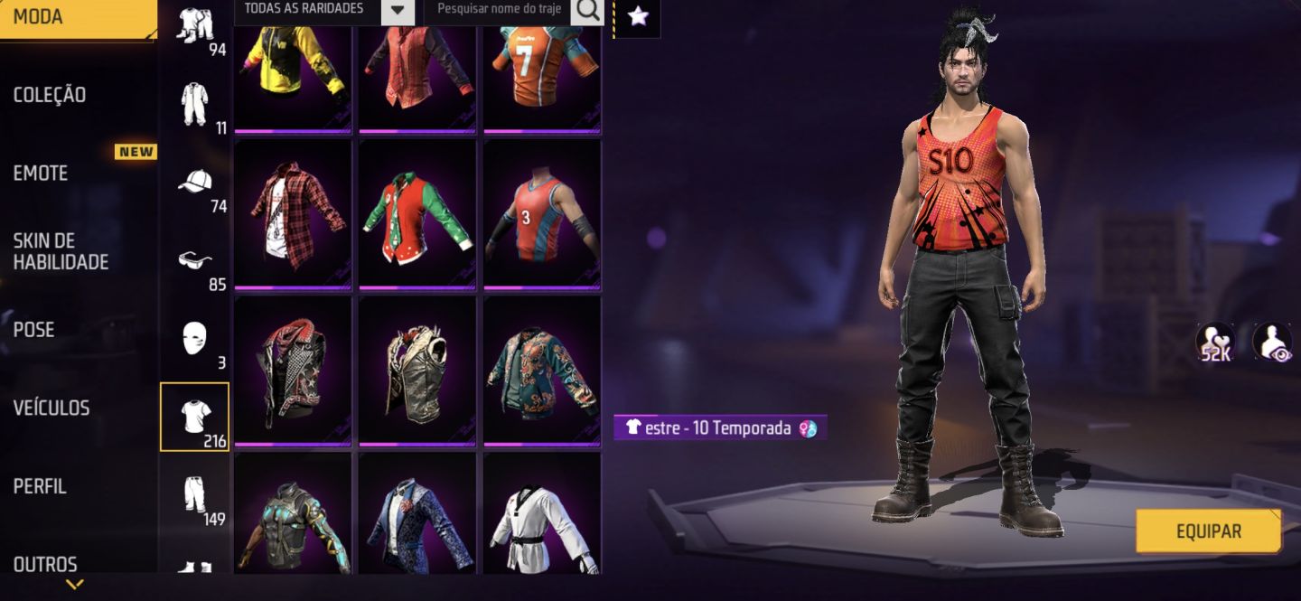 Conta de Free Fire antiga rara com itens raros