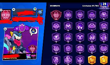 CONTA BRAWL STARS MUITOS EMOTES EXCLUSIVOS SKINS DE PASSE E LENDARIAS FULL ACESS