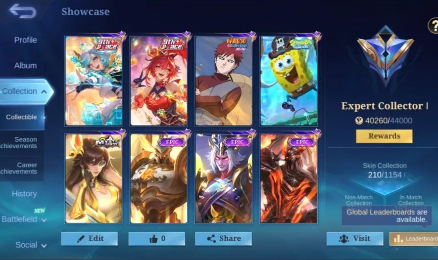 CONTA MOBILE LEGENDS COM 210 SKINS [SMURF] LEIA DESCRIÇÃO