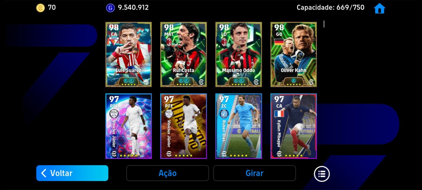Conta efootbal endereço game recheada de cartas epicas