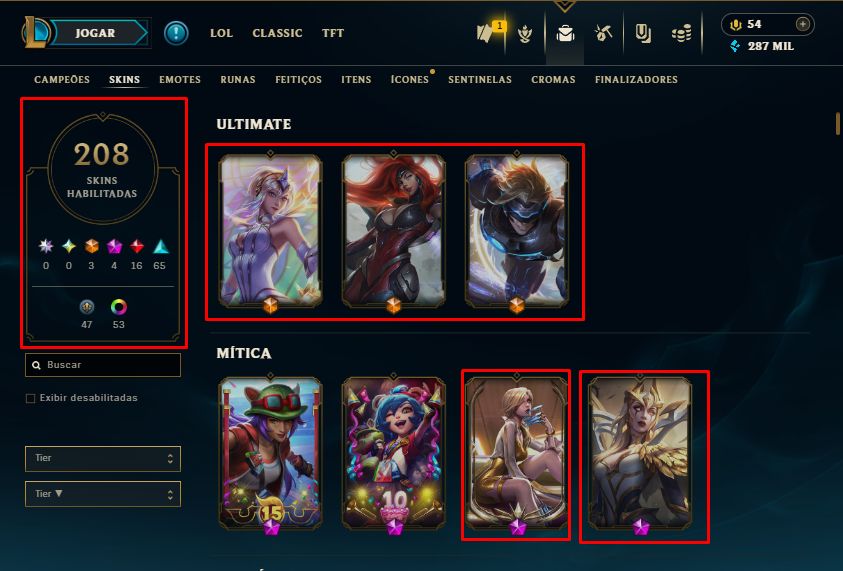 CONTAS MONOCHAMPIONS/ 1 MILHAO DE MAESTRIA+ COM BASTANTE OU POUCA SKINS