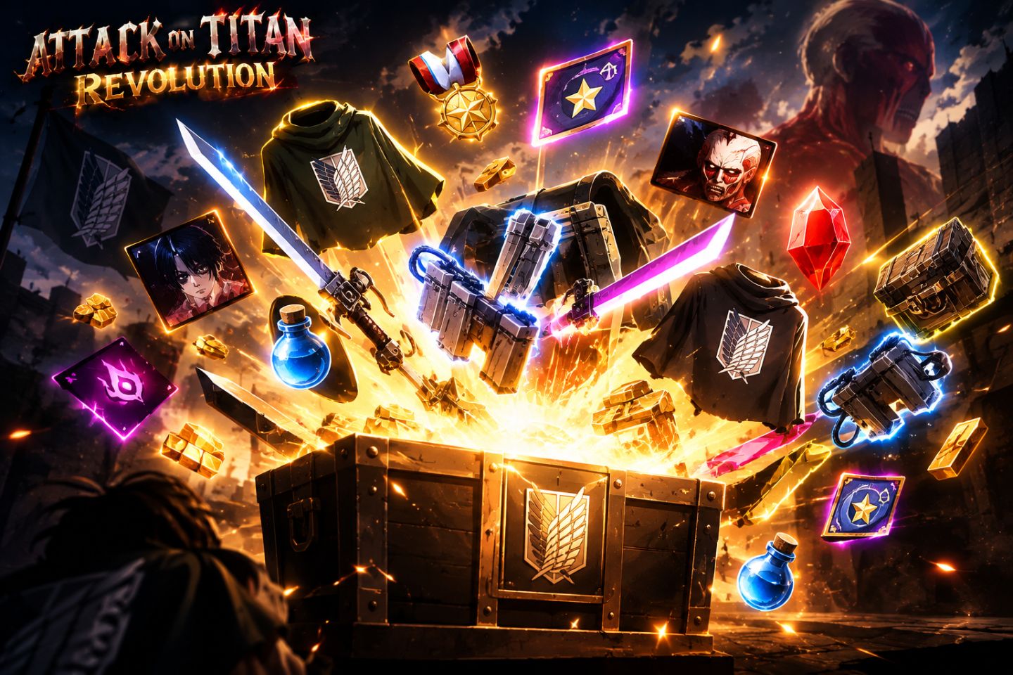 ATTACK ON TITAN REVOLUTION ITENS & FAMÍLIAS
