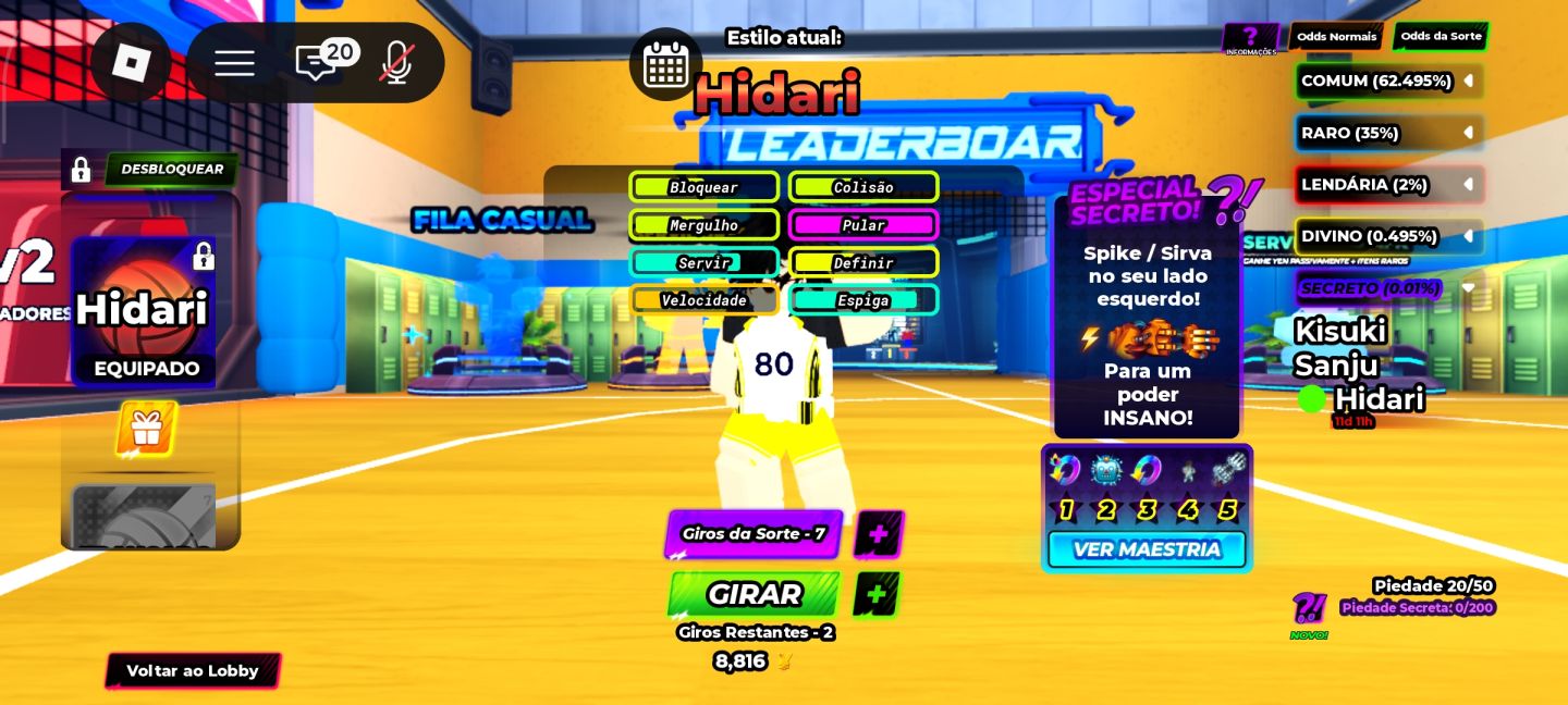 CONTA DE HAIKYUU LEGENDS ROBLOX SUPER UPADA PERFEITA PARA JOGAR