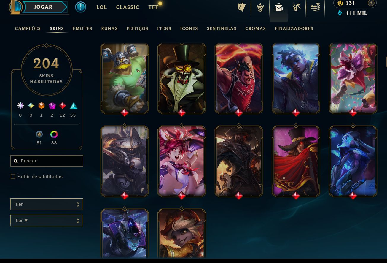 CONTA LOL 204 SKINS | 2 MÍTICAS | 12 LENDÁRIAS | ESMERALDA III