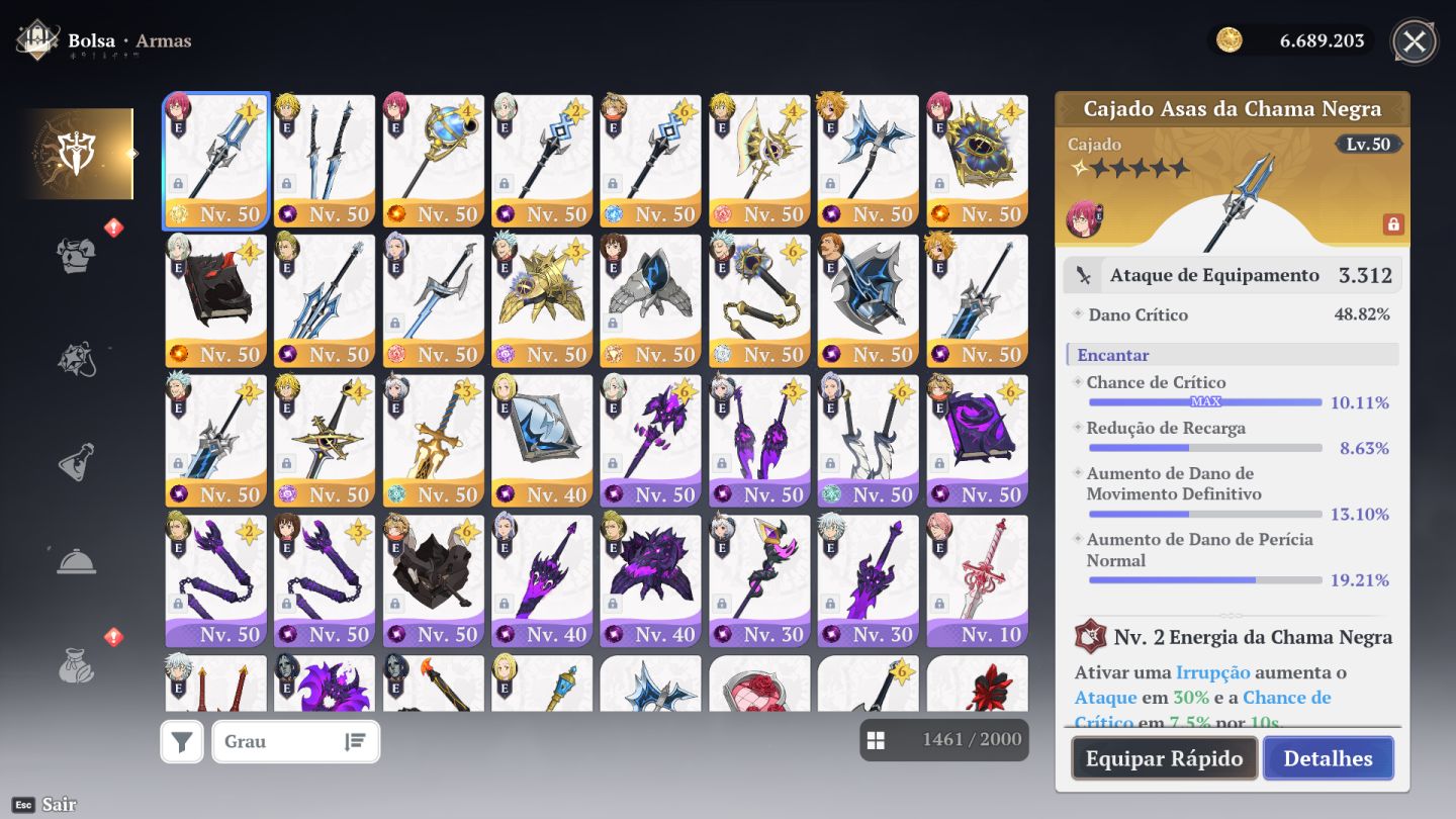 CONTA 7DS ORIGIN FULL ENDGAME, COM BAN P10 ENTRE OUTROS.