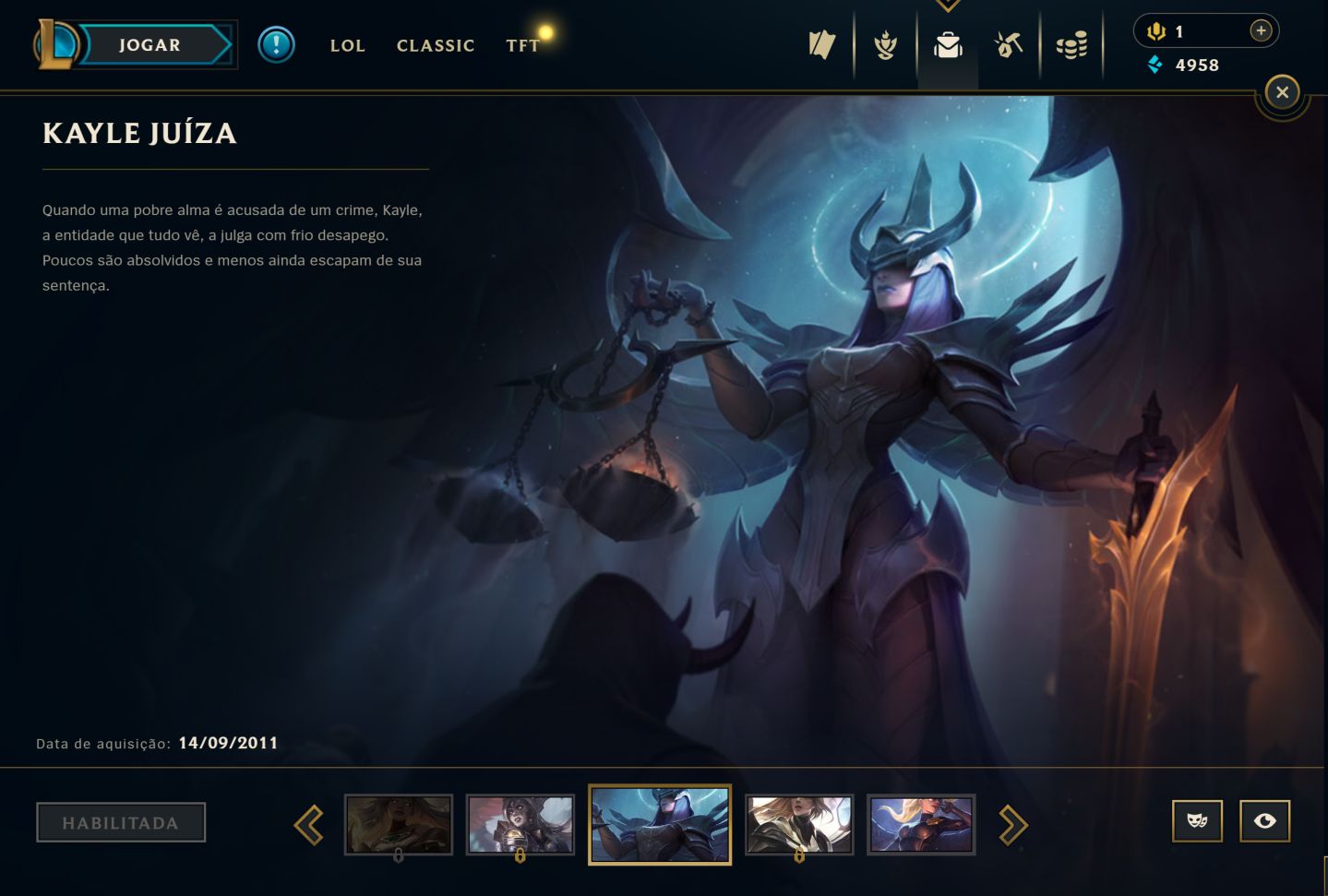 CONTA LOL ANTIGA LV 188 COM KAYLE JUIZA SEASON 1 ATUAL UNRANKED