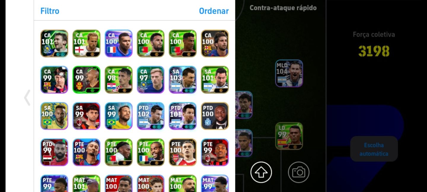 CONTA DE EFOOTBALL 3198 DE FORÇA C NUER 107 + CR7 108 DE OVER + RAROS!!