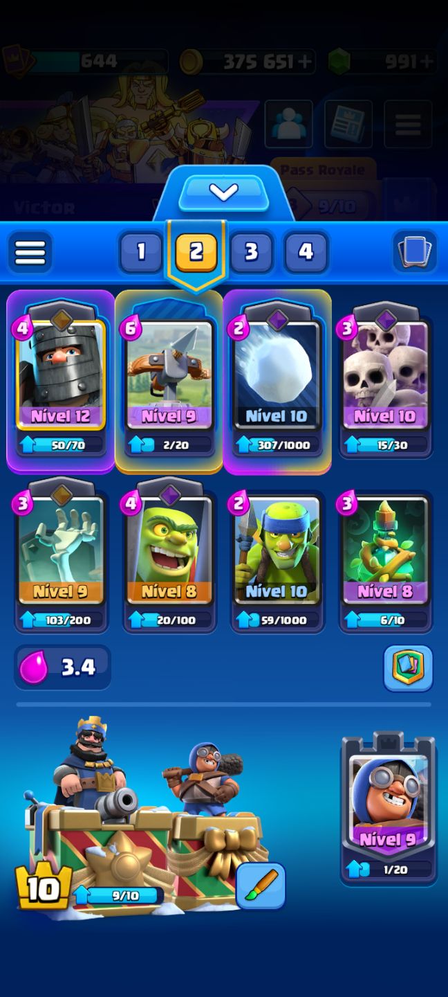 Conta Clash Royale Nível 10 | 3.5k Troféus | 375k de Ouro e 991 Gemas