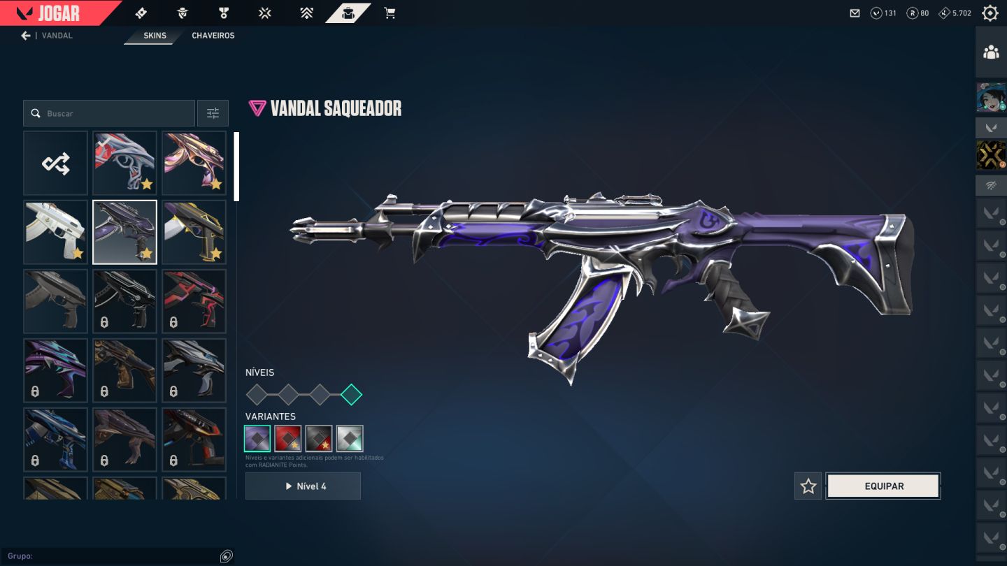 Conta valorant com varias skins com gaia e canivete singuralidade