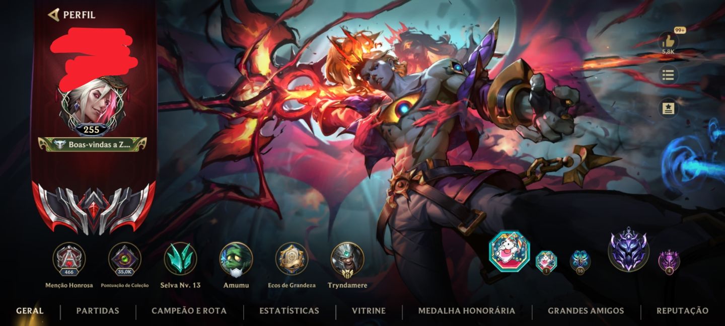 Conta de wild rift main selva com 175 skins + 35k de colecionador