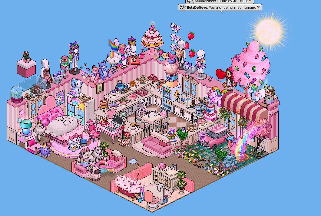 Conta HABBO feminina 2007 - vários visuais&mobis raros, quartos prontos,emblemas