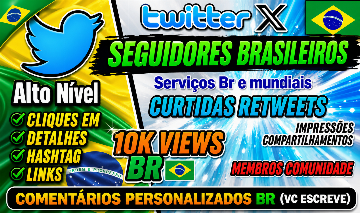 Twitter SEGUIDORES BRASILEIROS, views e comentários Personal Br, Cliques, impres
